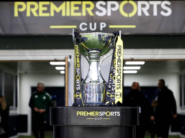 The Premier Sports Cup trophy on display at Hampden ahead of last year's final between St Mirren and Celtic. (Photo by Alan Harvey / SNS Group)