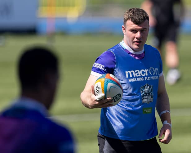 Gregor Hiddleston during a Glasgow Warriors training session at Scotstoun Stadium, on May 25, 2026.