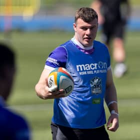 Gregor Hiddleston during a Glasgow Warriors training session at Scotstoun Stadium, on May 25, 2026.