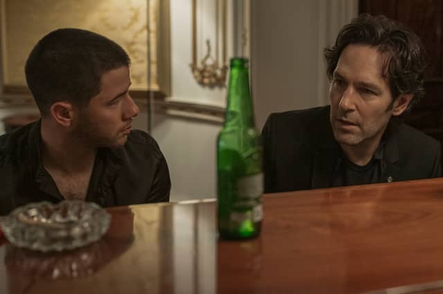 Nick Jonas as Danny and Paul Rudd as Rick in Power Ballad
