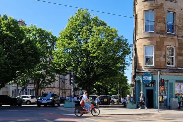 A rider on a Voi hire e-bike on Leith Walk in Edinburgh on Wednesday
