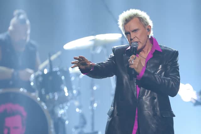English singer Billy Idol performs on stage during the American Music Awards 2026.