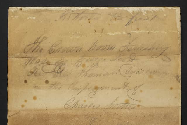 1848 note that was found in behind the wood panelling of the Crown Room during refurbishment works