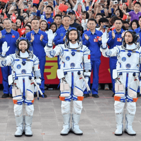 Dr Lai Ka-ying (left) made history by becoming the first Hong Kong astronaut to blast off into space aboard the Shenzhou-23 manned spaceship.