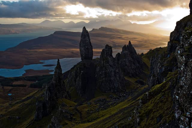 Scotland is fortunate to be one of the most beautiful countries in the world: the sun sets over The Old Man Of Storr on Skye (Picture: Dan Kitwood)