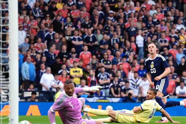 Lawrence Shankland scored twice for Scotland against Curacao.