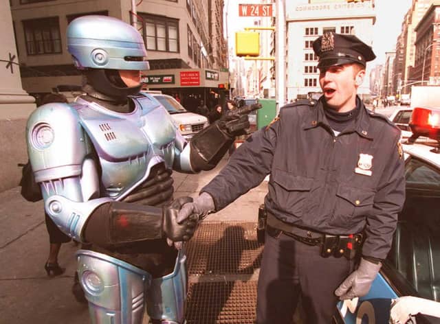 Real-life versions of Robocop, although very different to the fictional version, could provide a helping hand to police officers (Picture: Timothy A Clary)