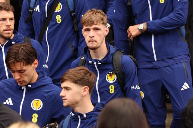 Tyler Fletcher, centre, has been on the tip of Scotland supporters' tongues after his inclusion in the World Cup squad.