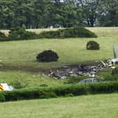 The scene of the crash in Sourton Down, near Okehampton