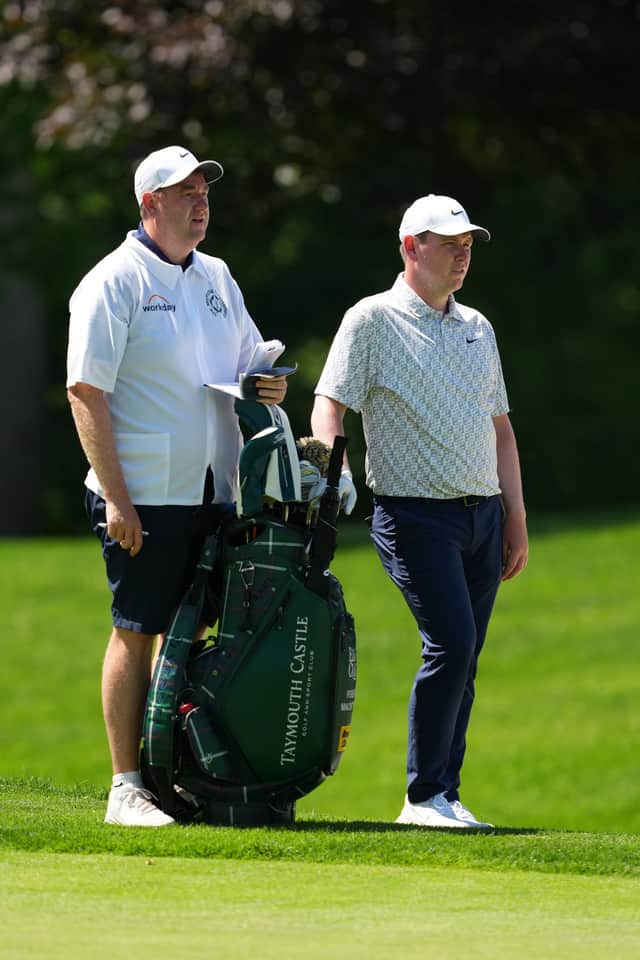 Bob MacIntyre pictured with caddie Mike Burrow in the first round of the Memorial Tournament presented by Workday at Muirfield Village Golf Club in Ohio 