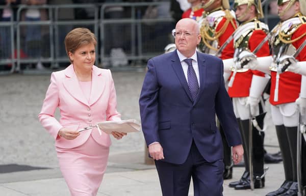 Nicola Sturgeon and her now estranged husband Peter Murrell arrive for the National Service of Thanksgiving at St Paul's Cathedral, London, during the Platinum Jubilee celebrations for Queen Elizabeth II in 2022