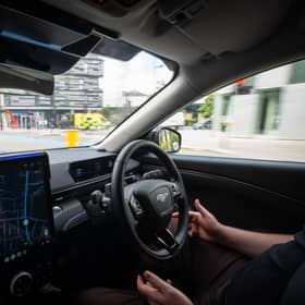 A Wayve vehicle during a demonstration of self-driving journeys