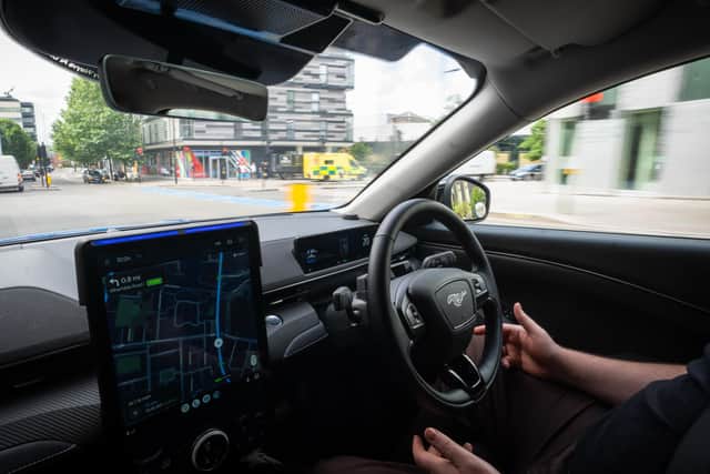 A Wayve vehicle during a demonstration of self-driving journeys