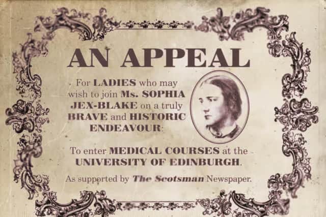 The original advert placed in The Scotsman by Sophia Jex-Blake.
