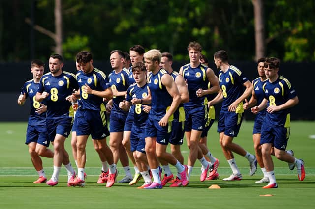 The Scotland squad are put through their paces at the Atrium Health Training Ground in Charlotte.