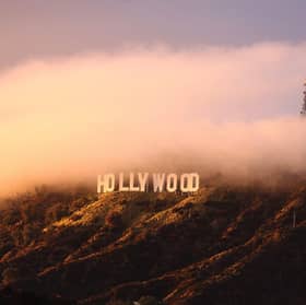 The Hollywood sign pictured after a storm