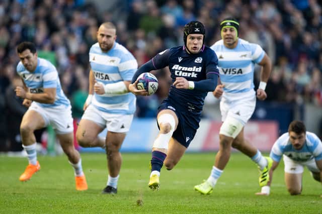 Darcy Graham playing against Argentina in November last year. Scotland face the Pumas in Cordoba next month in their opening game of the Nations Championship.
