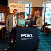 Bookless Cup winner Ellie Docherty, second right, pictured with PGA in Scotland regional manager David Longmuir, far left, at Moray Golf Club