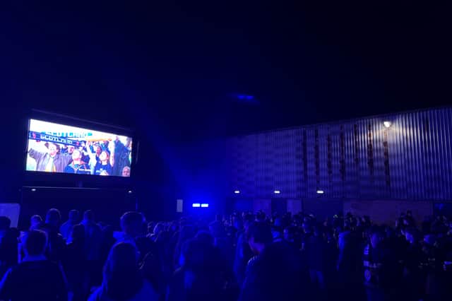 Hundreds of Scotland supporters poured into the courtyard at The Pitt in Granton to watch Haiti vs Scotland at 2am.