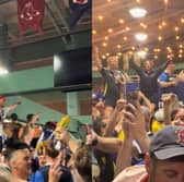 Scotland fans chant Super John McGinn at Fenway Park after watching the Boston Red Sox vs Texas Rangers game.