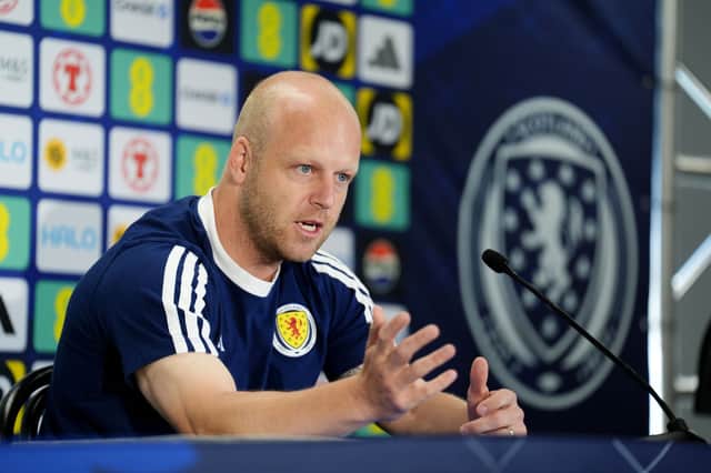 Scotland's assistant coach Steven Naismith during a press conference at the Atrium Health Training Ground in Charlotte, North Carolina.