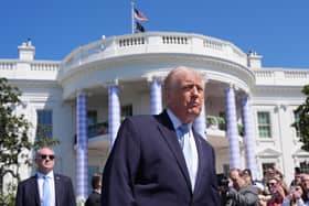 US President Donald Trump participates in the White House Easter Egg Roll on the south lawn of the White House (Alex Brandon/AP)