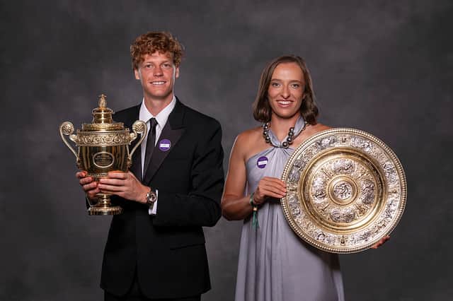 Wimbledon defending singles champions Jannik Sinner and Iga Swiatek.