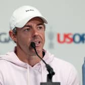Rory McIlroy speaks to the media during a press conference prior to the 126th US Open at Shinnecock Hills Golf Club on Long Island 