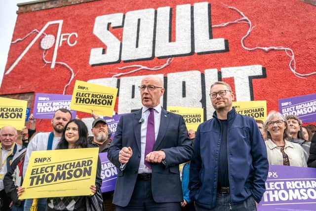 First Minister John Swinney with the SNP's candidate in the Aberdeen South by-election, Richard Thompson