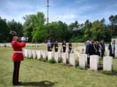 The service at Private MacRae’s grave in the Berlin 1939-1945 War Cemetery