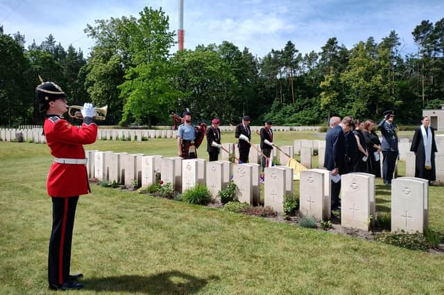 The service at Private MacRae’s grave in the Berlin 1939-1945 War Cemetery