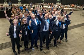 Douglas Lumsden and the Scottish Conservatives celebrate after winning the Aberdeen South by-election.