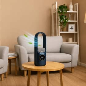 The compact Obero fan combines six airflow settings with a 100ml humidifier and LED controls