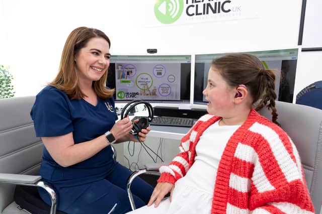 Iona Fagerson with Dominique Stone, Senior Audiologist at the Hearing Clinic UK