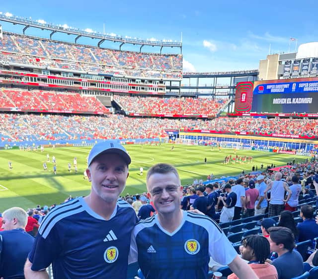 US-based Scots Martin Laird and Russell Knox were at the Foxborough Stadium on Friday night to cheer on Scotland in the World Cup
