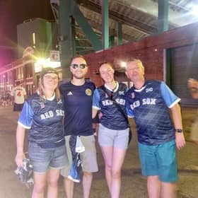Scotland fans take in the MLB game between Boston Red Sox and the Texas Rangers at Fenway Park last week. Cr: PA.