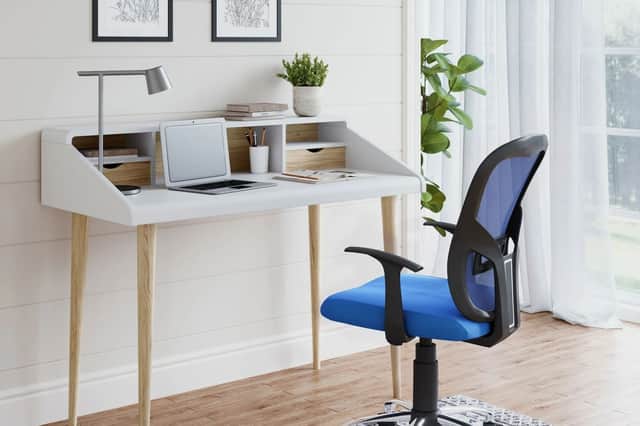 The Tate mesh chair combines a ventilated curved back with a padded waterfall seat for home-office comfort