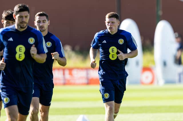 Elliot Anderson during a Scotland training session at Lesser Hampden on September 05, 2023 before he pulled out of the camp and pledged allegiance to England.