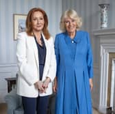 Queen Camilla during an audience with JK Rowling, at the Palace of Holyroodhouse