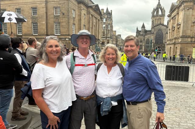 Laura Sailer (second from right) is visiting Edinburgh with her husband and two friends
