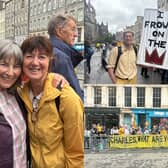 Fans and protesters gathered on the Royal Mile on Wednesday on day two of Royal Week 