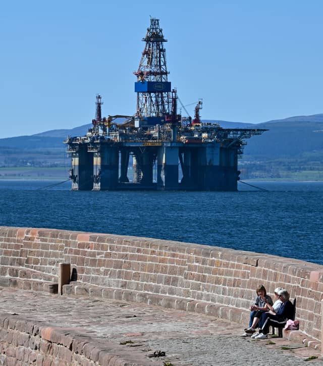 The Noble Endeavor oil rig is seen on the Cromarty Firth on the north-east coast of Scotland