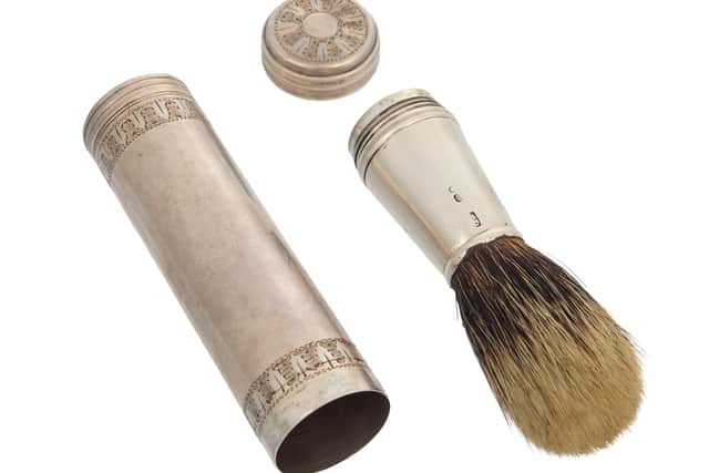 A Victorian sterling silver travelling shaving brushwas found among the collection