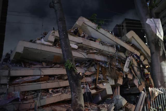 A damaged building in Los Palos Grandes after Venezuela was hit by a earthquake and an aftershock (Picture: Jesus Vargas)