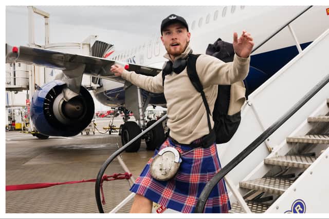 raig Ferguson arrived back at Glasgow Airport on Wednesday after spending 108 days walking more than 3,300 miles across America.