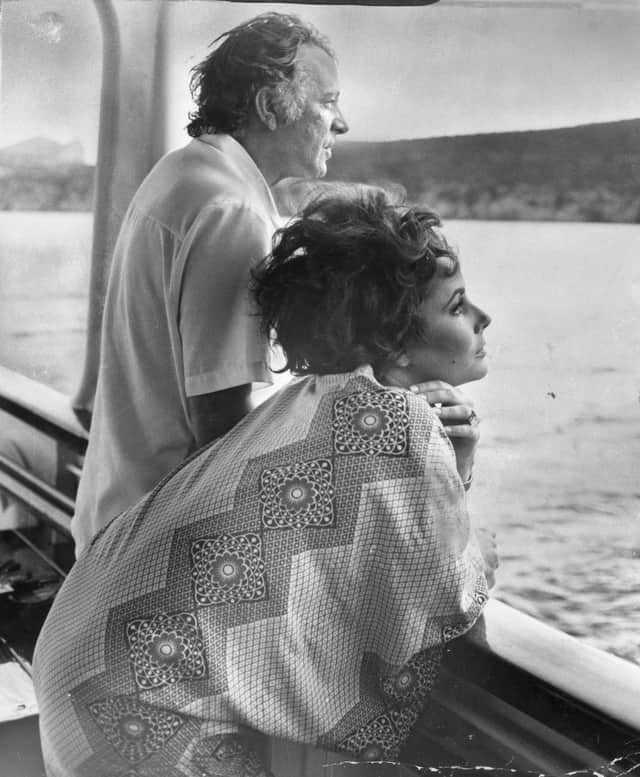 Richard Burton and Elizabeth Taylor abord Kalizma off Sardinia in 1967 during the filming of Boom!