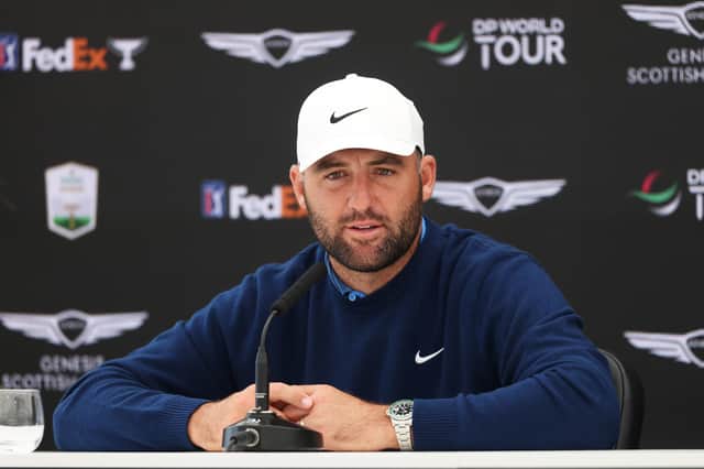 World No 1 Scottie Scheffler speaks at press conference for the Genesis Scottish Open at The Renaissance Club on Wednesday