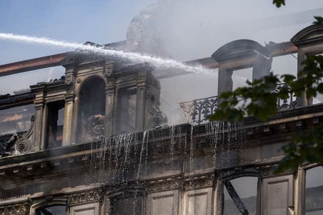 The top two floors of the historic building has been destroyed 