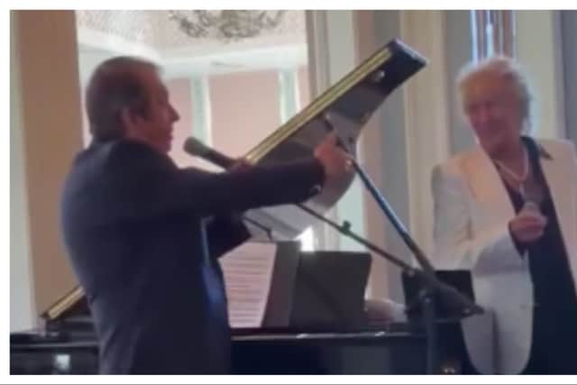 Jools Holland, left, and Rod Stewart, right, pay tribiute to Bonnie Tyler at The Gleneagles Hotel in Perthshire.