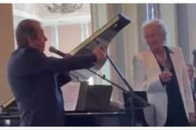 Jools Holland, left, and Rod Stewart, right, pay tribiute to Bonnie Tyler at The Gleneagles Hotel in Perthshire.